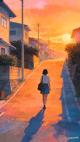 Walking Home on a Sunset Hill / Phone Wallpaper Archives'