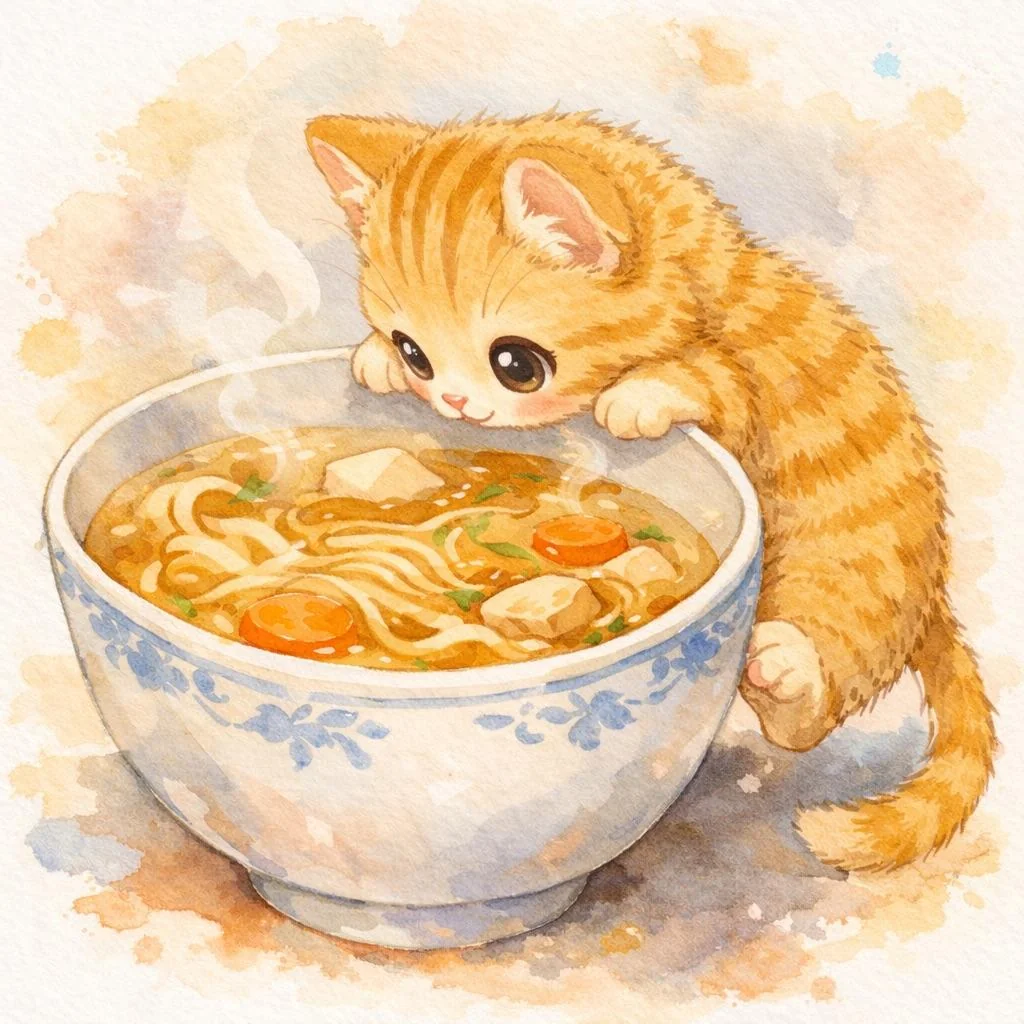 Have some cat noodle soup 🍜 picture 1 of 3