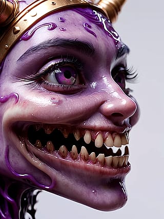 Crown of teeth purple blue eyes'