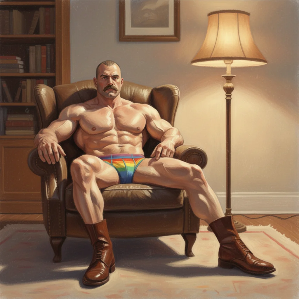 Just a bald man chilling in leather armchair picture 1 of 1