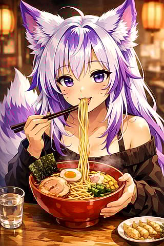 I give you a Foxigen with purple highlights eating ram...'