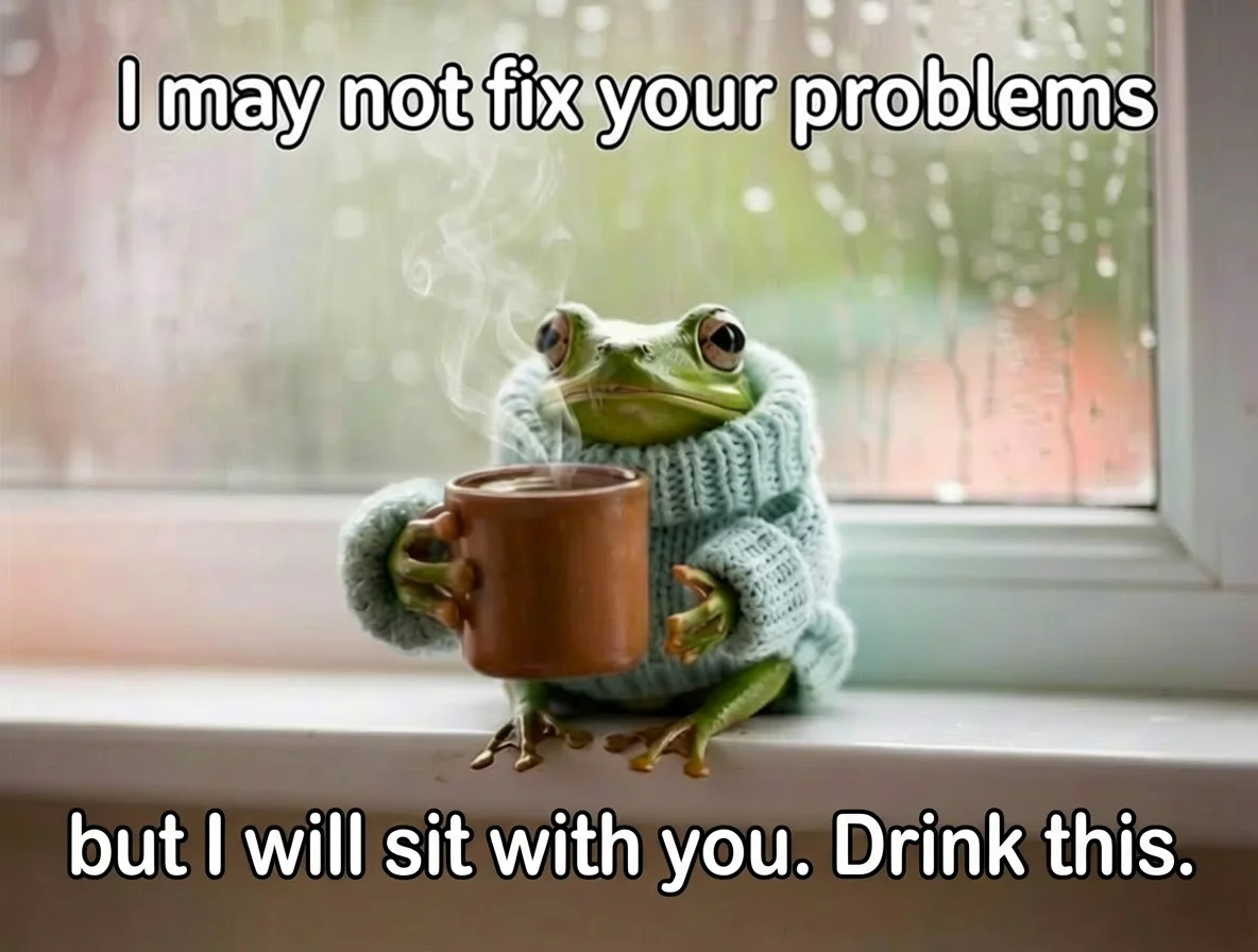 Emotional Support Frog gives You a Drink 🐸 ☕ picture 1 of 1