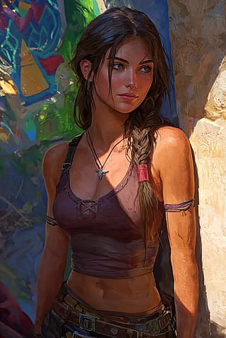 Young Lara Croft enjoying some quiet time in paradise'