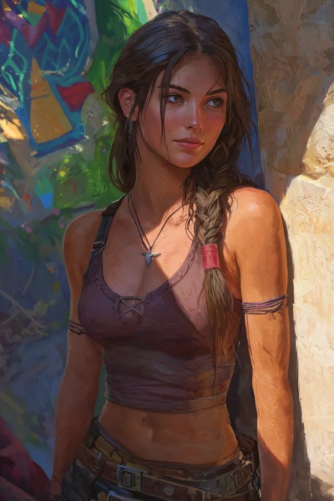 Young Lara Croft enjoying some quiet time in paradise picture 1 of 6