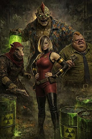 Re-do of Captain Planet villains poster, Busts of CP and Dr Blight'