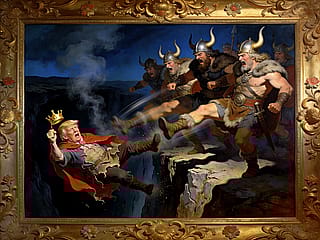 On January 20, 1764, the renowned Swedish painter Knut Ericson completed his famous painting titled Ättestupa, depicting an old Viking custom in which elderly Vikings who had become a burden would voluntarily leap from a cliff to spare the tribe from hardship.'