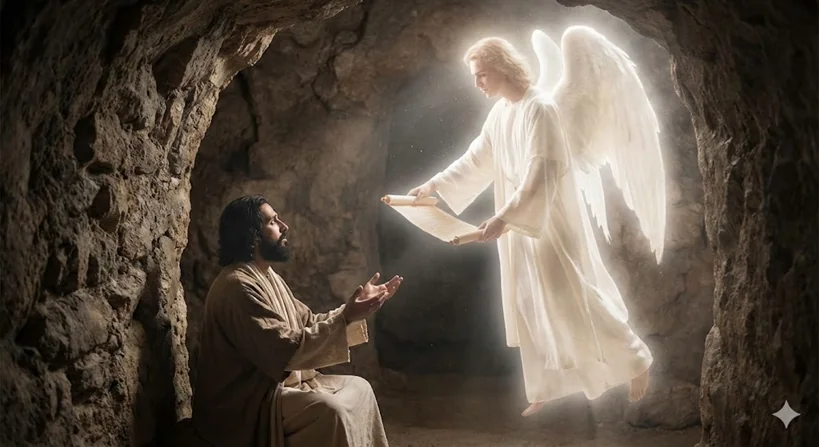 'Muhammad's first revelation'; first prompt vs multiple rounds of prompting/iteration picture 1 of 2