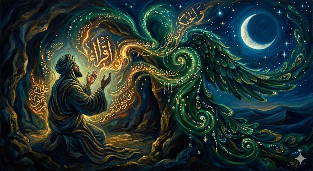 'Muhammad's first revelation'; first prompt vs multiple rounds of prompting/iteration picture 2 of 2