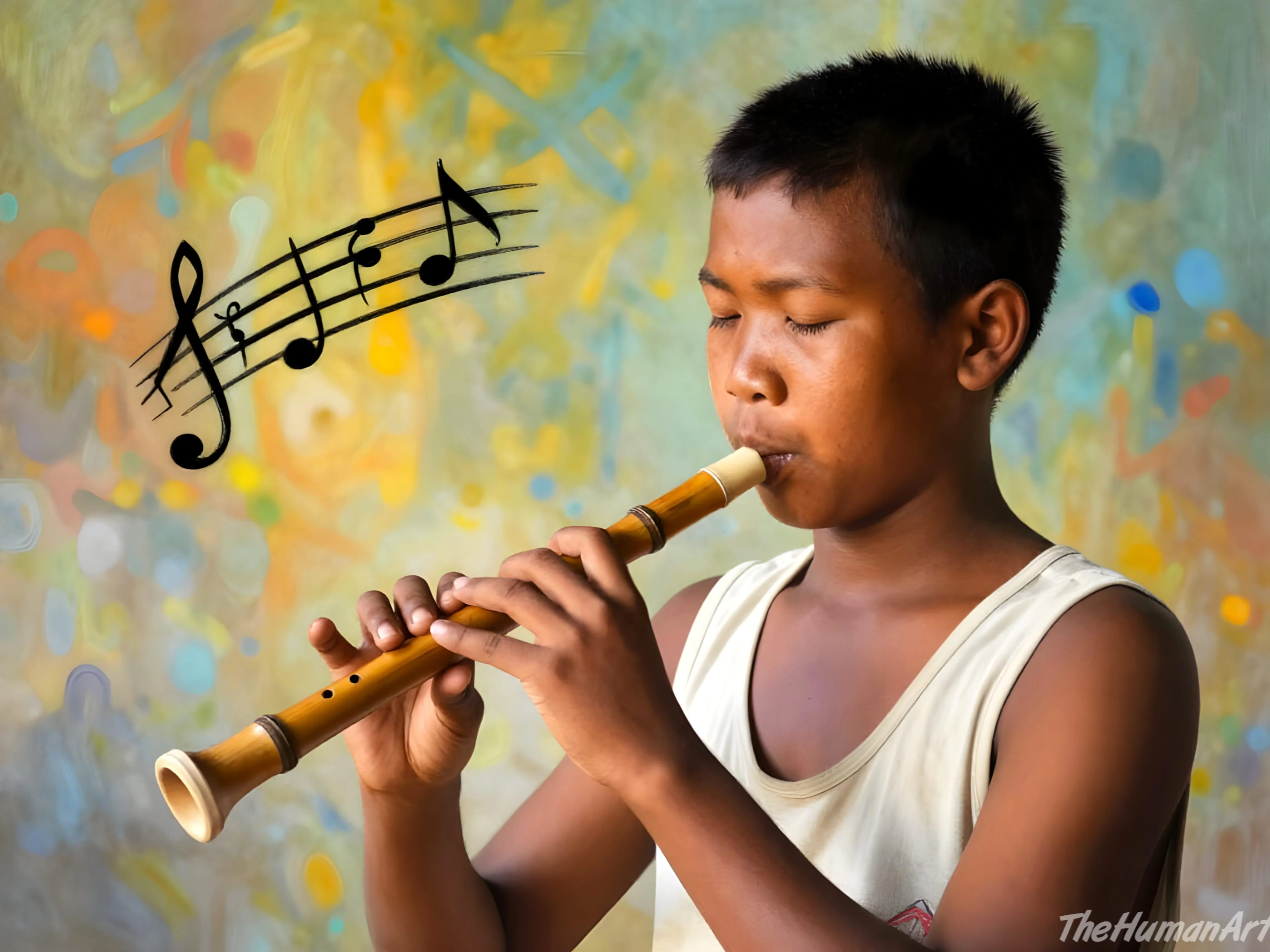A Burmese young flutist_the village melody picture 1 of 1