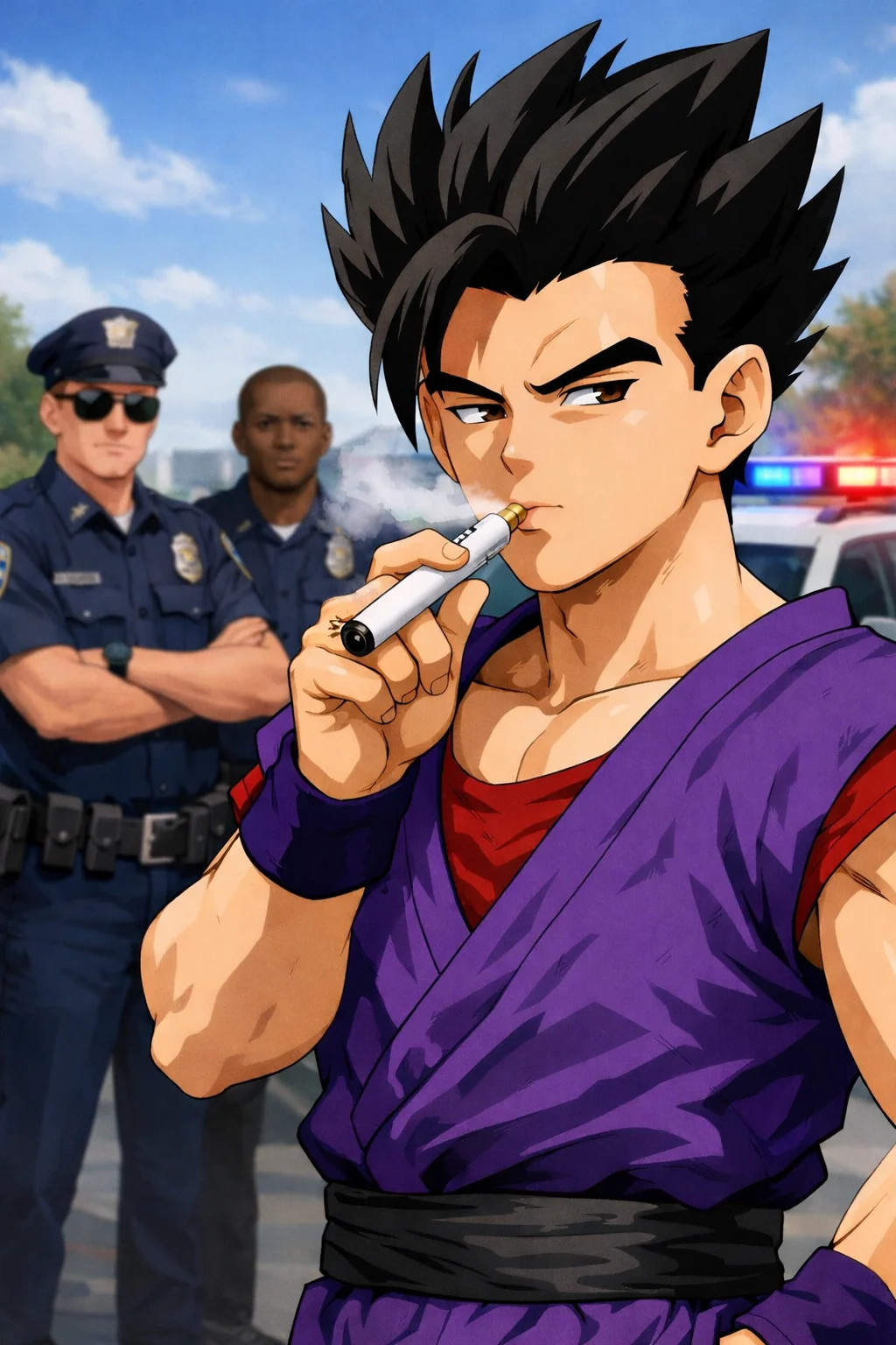 Gohan Smoking In Front Of Officers Pt. 2 picture 1 of 1