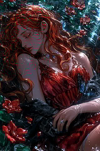 She slept while the roses drowned.'