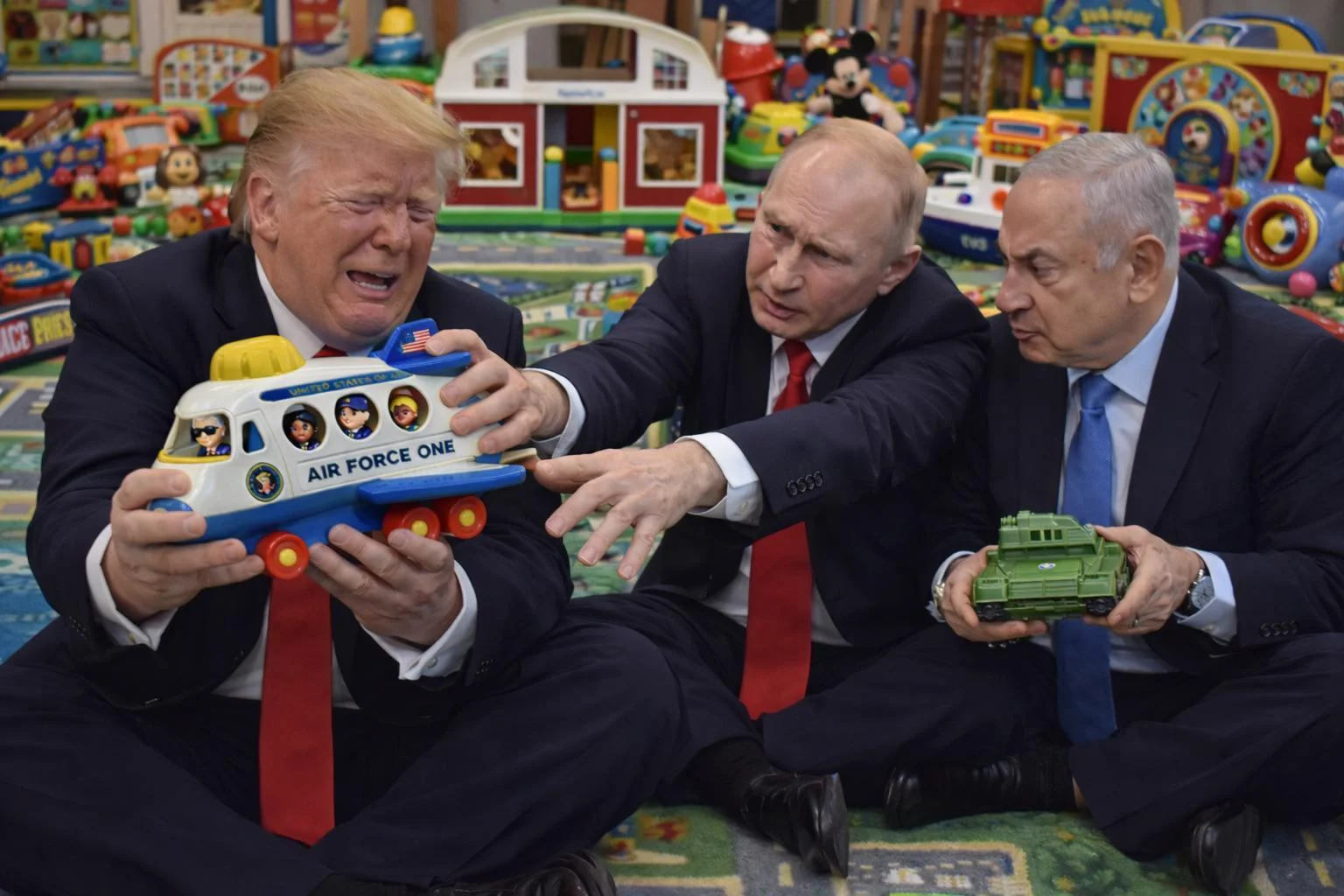 Donnie doesn’t want to share his toys in the White House play room. picture 1 of 1