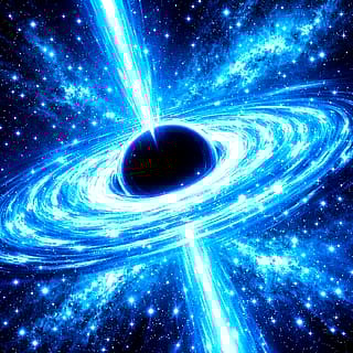 ChatGPT “A blue diamond colored black hole, high contrast”'