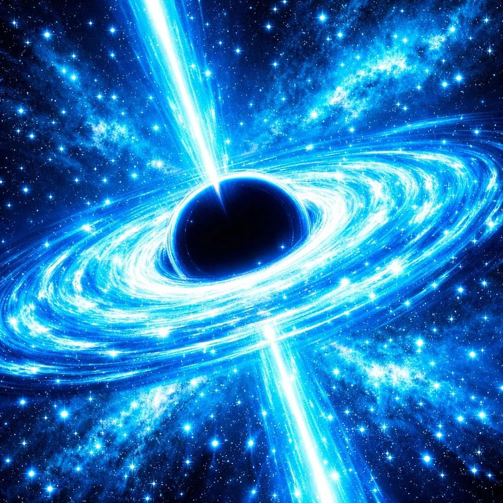 ChatGPT “A blue diamond colored black hole, high contrast” picture 1 of 2