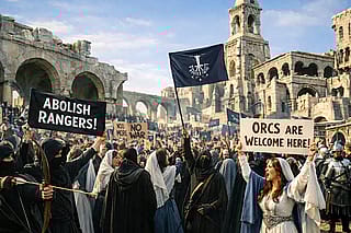 Protest against the brutal persecution of undocumented orcs in Gondor'