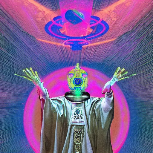Space-robot Pope, space-surfing a rippling spacetime wave. picture 2 of 20