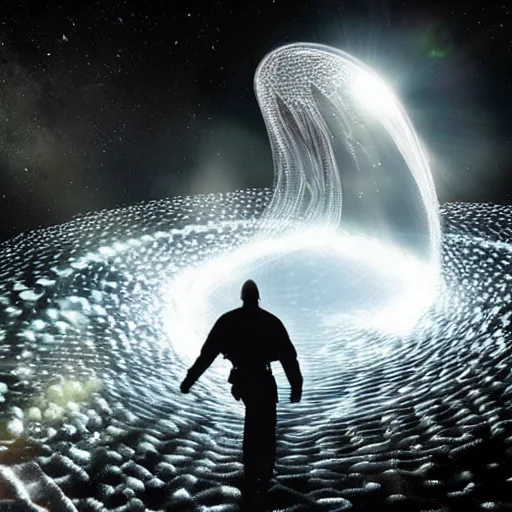 Space-robot Pope, space-surfing a rippling spacetime wave. picture 5 of 20