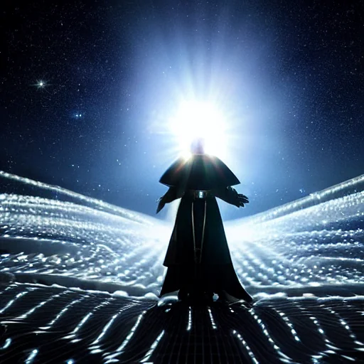 Space-robot Pope, space-surfing a rippling spacetime wave. picture 17 of 20