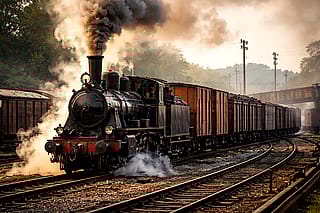 Norwegian 18c class 4-6-0 steam locomotive shunting and pulling freight cars'