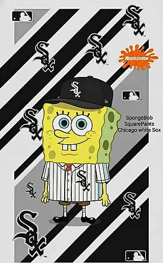 Chicago white Sox SpongeBob SquarePants themed nickelodeon poster ⚾⚫⚪'