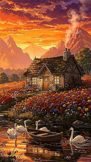 A Cozy Cottage at Sunset'