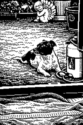 I asked chat gbt to make a pixel art style of my late dog I love it so much it’s like she been spat out a game boy 🖤🤍'