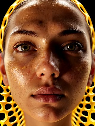 Three eyes, one face, layers of silence'