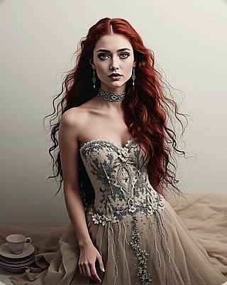 Ginger in white dress'