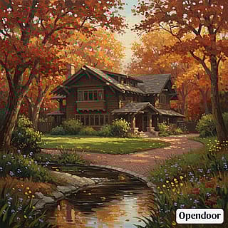 The Gamble House from Pasadena Bob Ross style AI'