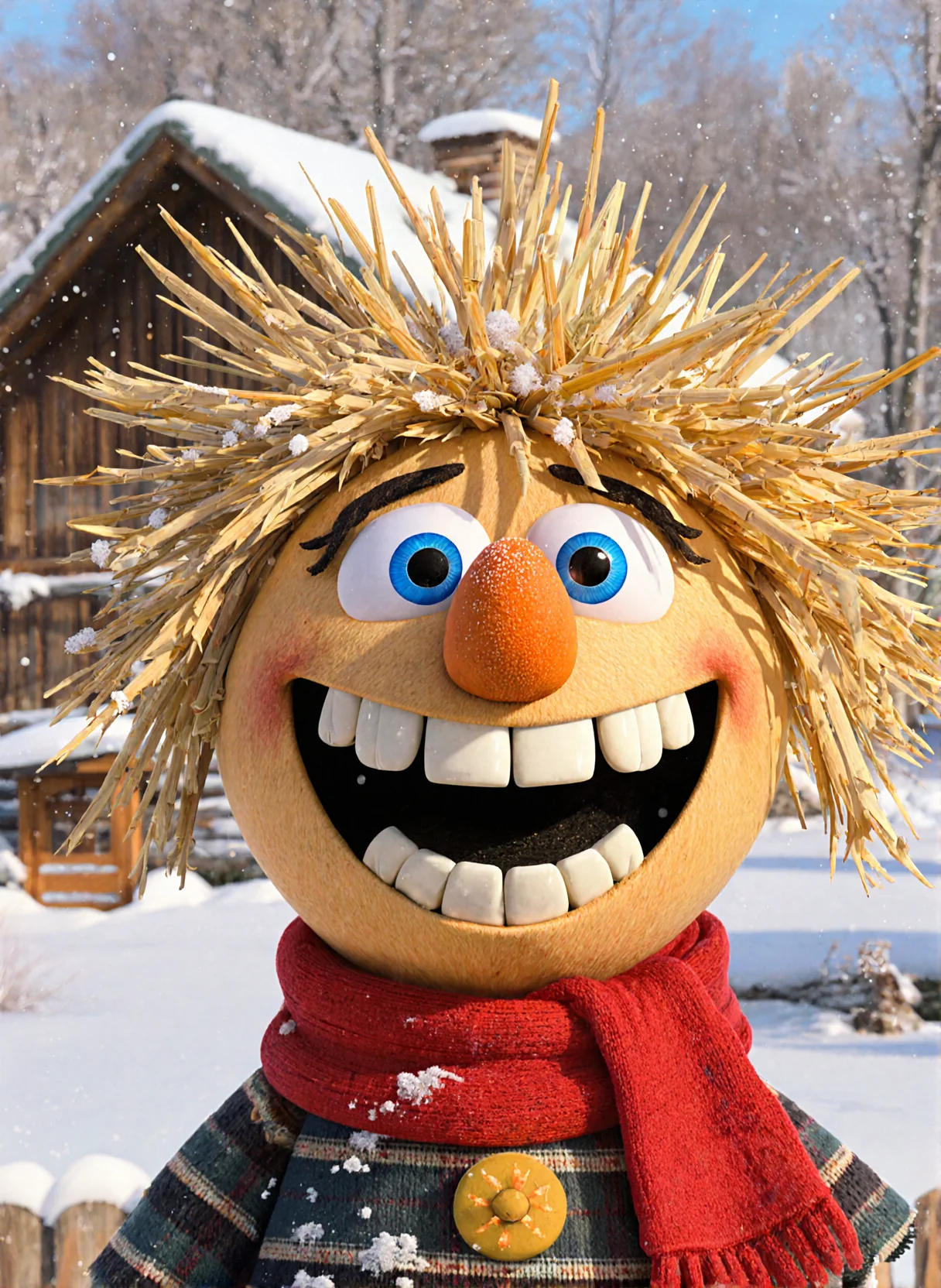 🌟 Meet the straw spirit of fun who turns dull days into adventures. With a carrot nose, a goofy grin, and a red scarf to keep warm… he’s here to make sure you never get bored again. picture 1 of 1