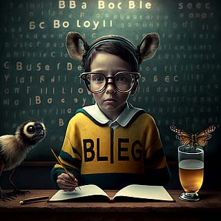 This is why I love Ai art. The prompt was just “spelling bee” and I got a very studious girl studying with her pet beebird.'