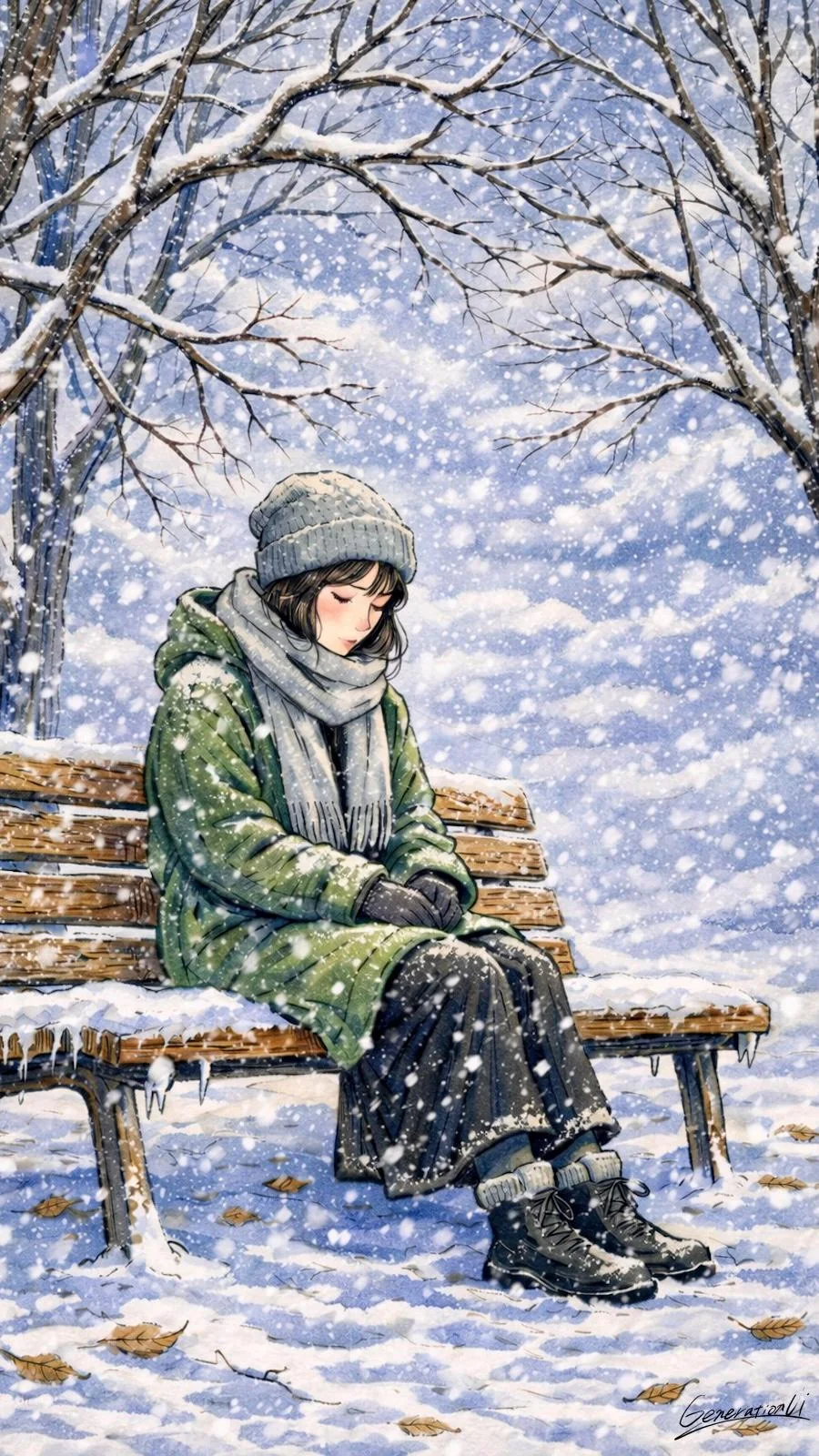 Waiting Alone in the Snow / Phone Wallpaper Archives picture 1 of 1