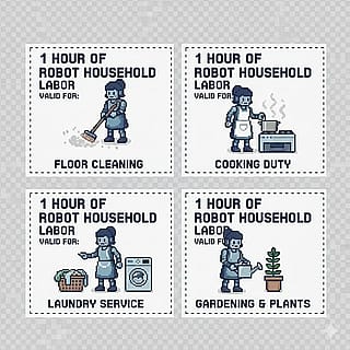 Coupons for one hour of robot household labor'