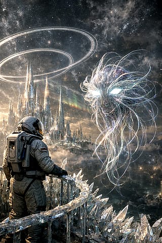 THE CHOIRWORLD OF VEYRA, WHERE CITIES SING YOU INTO REALITY + GIF + Painting. Link to video in comments.'