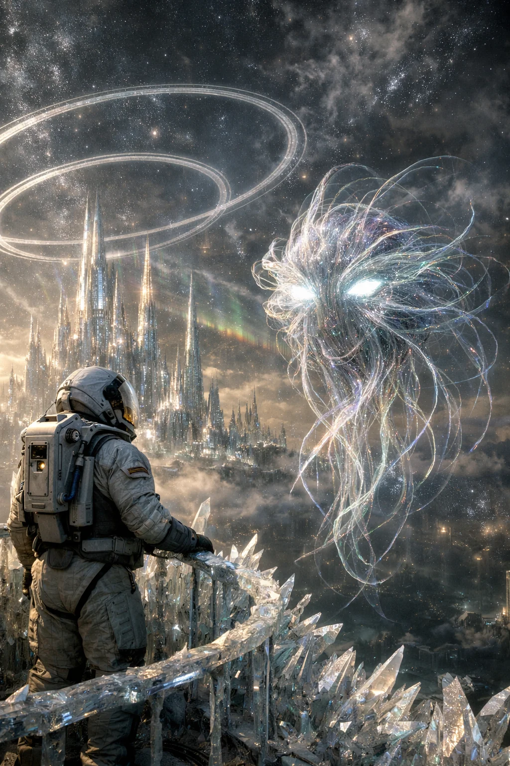 THE CHOIRWORLD OF VEYRA, WHERE CITIES SING YOU INTO REALITY + GIF + Painting. Link to video in comments. picture 1 of 3