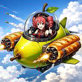 Teto flew high on her pear-plane with baguette launchers'
