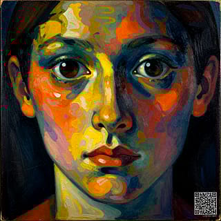 Abstract emotional portrait reflecting quiet awareness, Comfyui'