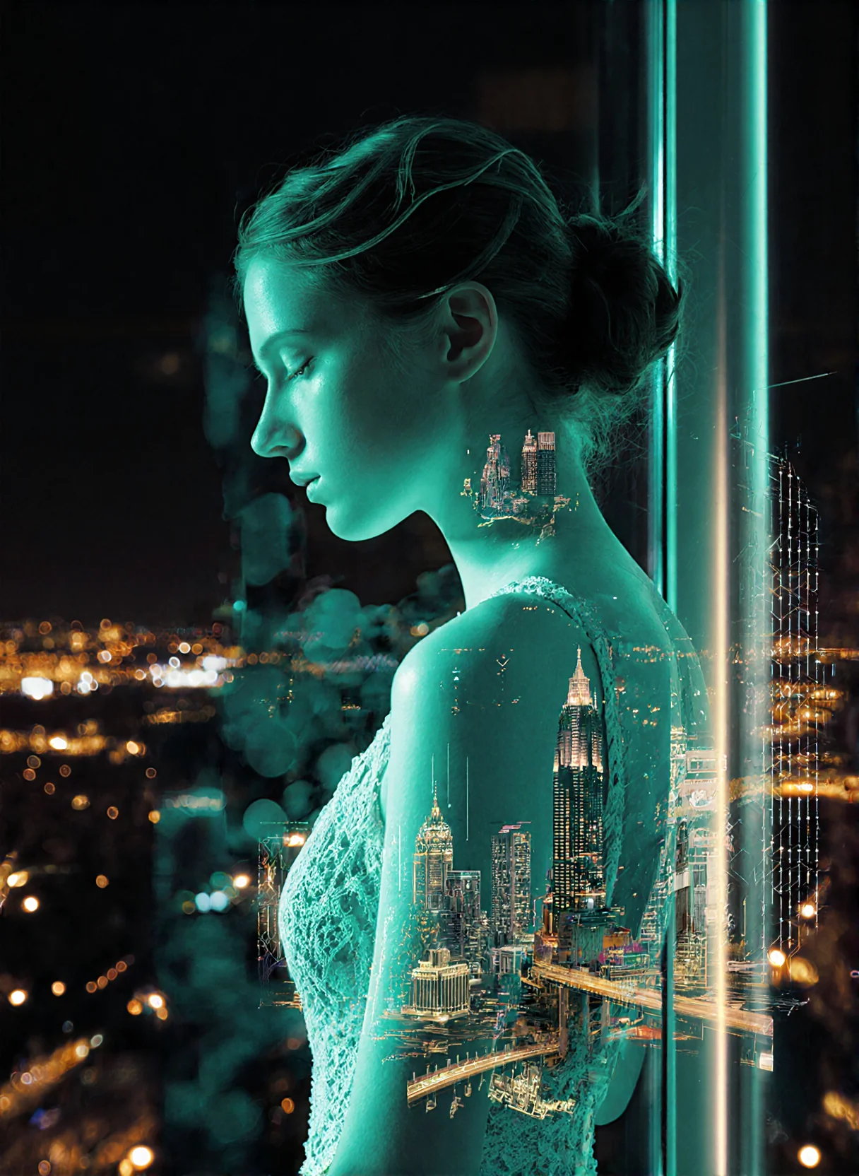 The image feels both futuristic and emotionally timeless, blending the organic with the artificial, the personal with the urban. picture 1 of 1