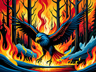 Eagle in wildfire'