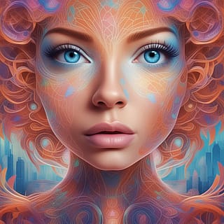 She glows beneath neon dawn'