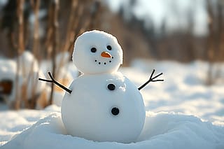 Classic Snowman in Winter Landscape'