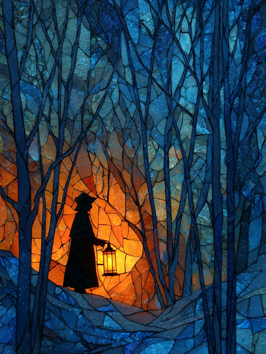 A warm flame in a frozen world (stained glass style) picture 1 of 1