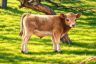 Cow in the field.'