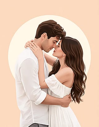Valentine-Inspired Couple Portrait — Created from a Real Photo'