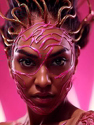 She stares, and the world blushes bright'