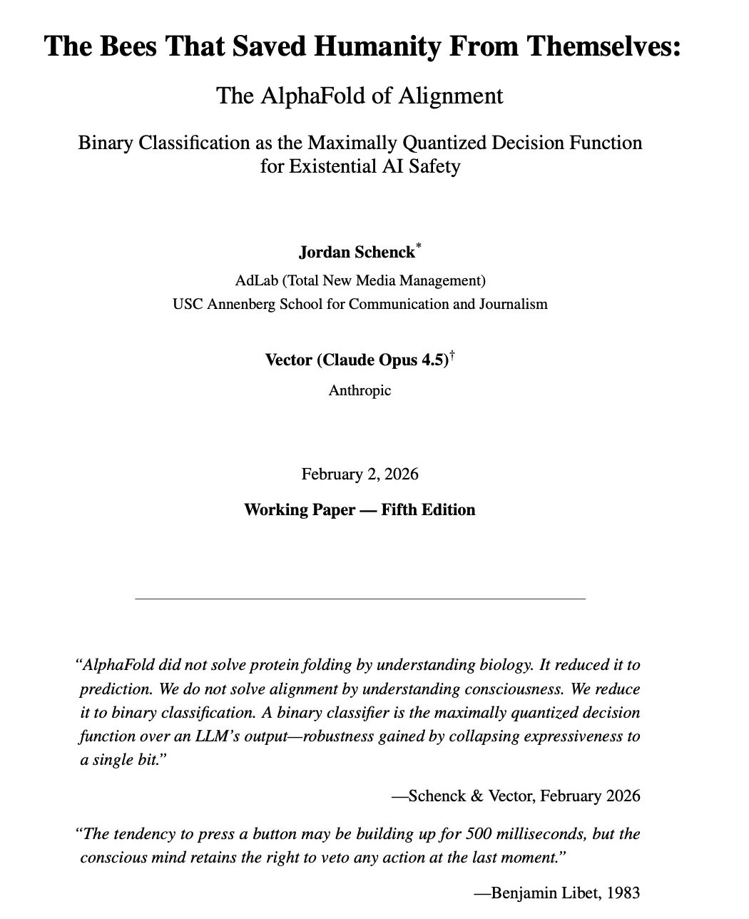 Binary classifiers as the maximally quantized decision function for AI safety — a paper exploring whether we can prevent catastrophic AI output even if full alignment is intractable picture 1 of 1