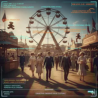 Time traveling robot at 1920 funfair'