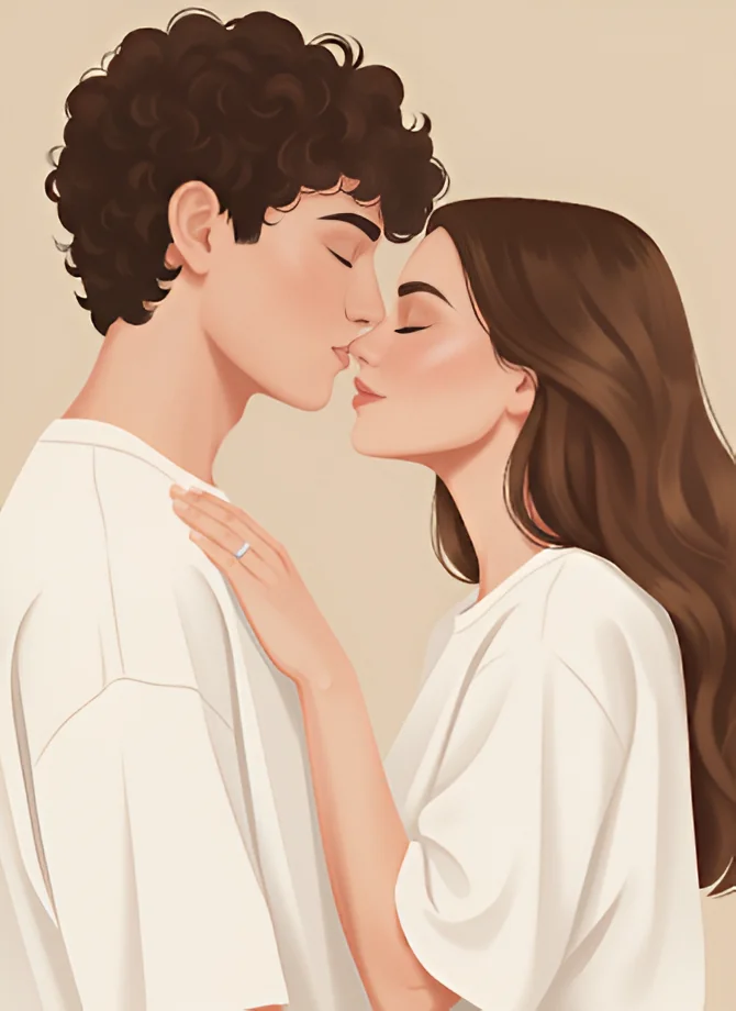 Turned a real family photo into a soft Valentine-style illustration 🤍 picture 2 of 2