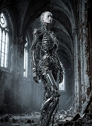 Mechanics wanted! “Not born of flesh, but shaped by time — she stands where civilization fell, beautiful in her solitude.”'