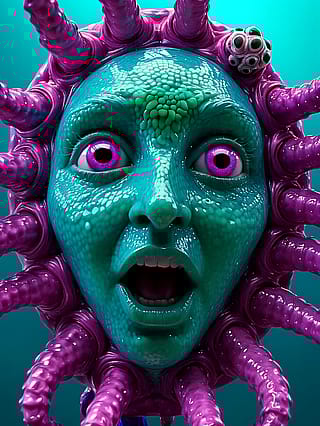 Purple tide whispers, eyes wide'